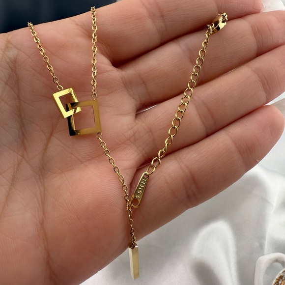 Anthropologie Gold Geometric Necklace - Picture 4 of 4